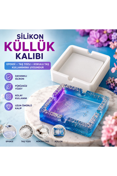 Şenhomee Epoksi Silikon Kalıp Küllük Kalıbı Kare 4 Gözlü