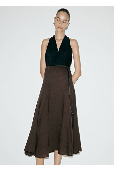 MANGO Woman Two-tone flared midi dress