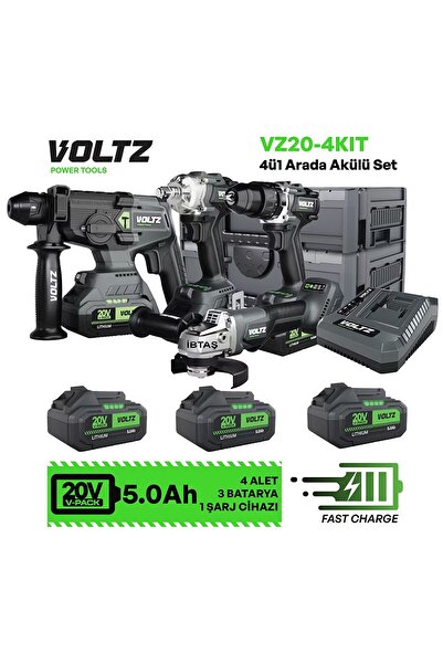 Voltz VZ20-4Kit 4ü1 Arada Akülü Matkap Set 20 V 5 Ah 4'lü Akülü Set