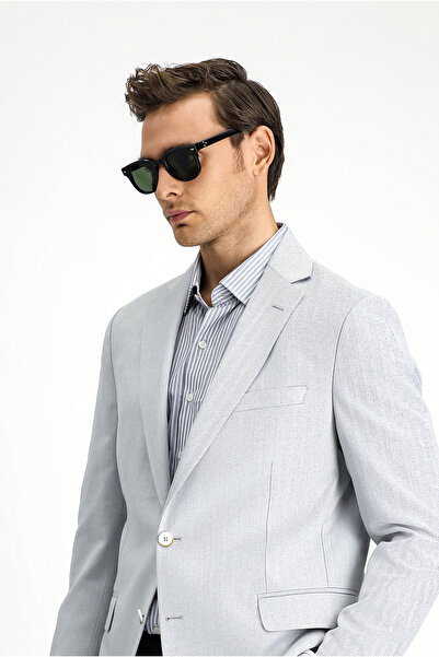 Kiğılı 6 Drop Regular Fit Standard Cut Classic Patterned Linen Blend Jacket