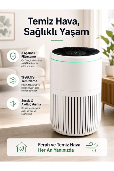 Bosch 62,5 m² 3 Katmanlı HEPA Filtreli 300 m³/h CADR Akıllı Hava Temizleyici ...