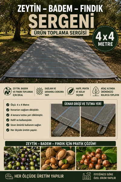 Branda Noktası 4 mt x 4 mt Zeytin Fındık Badem Sergeni – Hafif Dayanıklı Ürün...