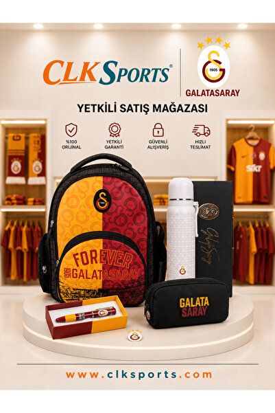 Galatasaray 3 Compartment "Forever" School Bag, Pen Bag - Thermos Bottle Prem...