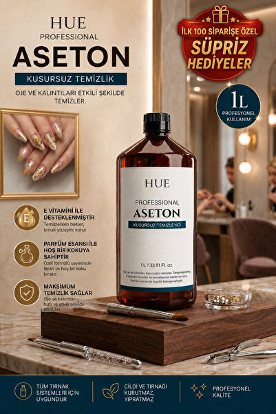 HUE Cosmetics Professional Saf Aseton %99.9 1 Litre E Vitamini ile Desteklenmiş