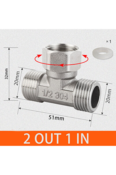 Choice1 silver 1 Toilet Diverter Valve Stainless Steel Adapter G1/2" T-Valve ...