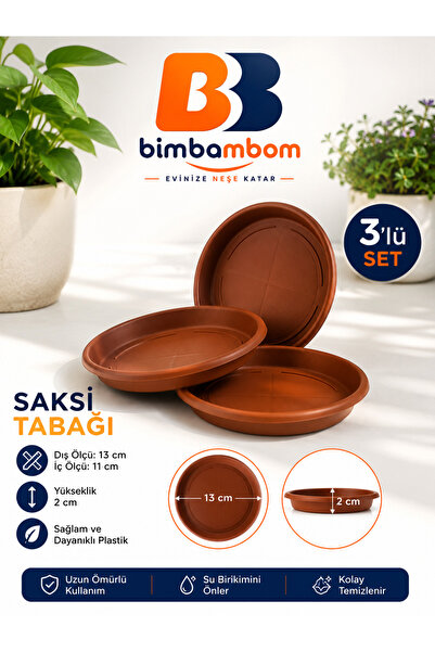bimbambom Plastik Saksı Tabağı 12 Cm 3 Adet, Saksı altlığı,Saksı altı