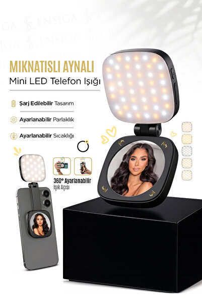 EN SİGA Mıknatıslı Aynalı Mini LED Telefon Işığı 360° Ayarlı Çok Modlu Şarjlı