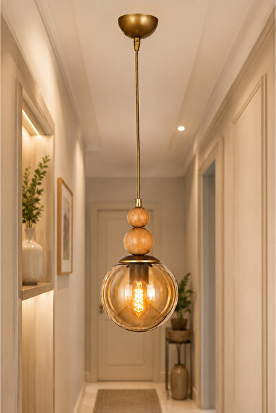 VENON Vi̇ona Single Chandelier | |   Antique Body | |   Honey Glop Glass-Cove...