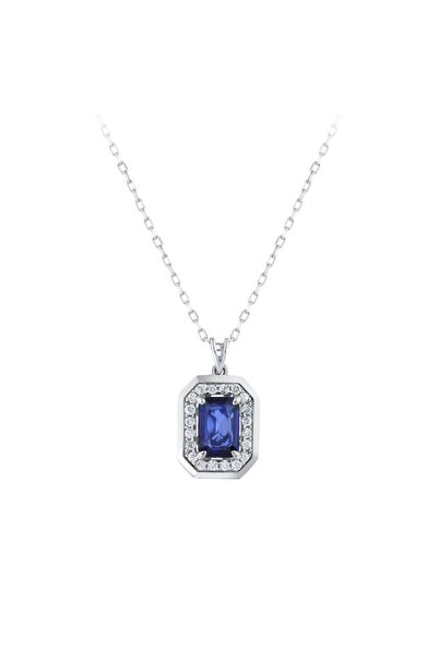 Assos Pırlanta 0.10 Karat Pırlanta Safir Emerald Kesim Kolye