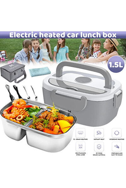 Choice 1500ml 1 2 Grey 1.5L 65W Electric Lunch Box Food Warmer Portable Food ...