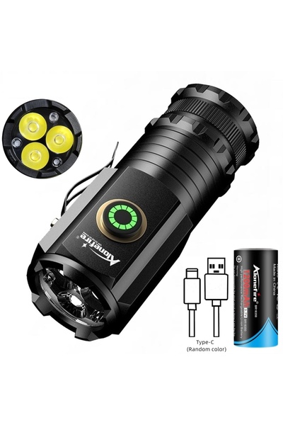 Choice 18350 black X23 3-Led Mini High Power Small Flashlight USB Rechargeabl...