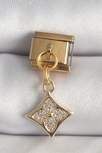 Inure Jewelry 316L Steel Gold Color Hanging Zircon Stone Flower Embroidered N...