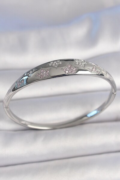Inure Jewelry Brass Silver Color Zircon Stone Star Embroidered Women's Handcuffs