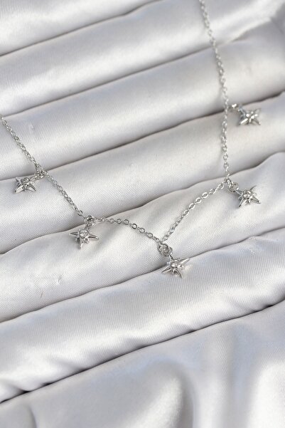 Inure Jewelry قلادة نسائية من النحاس الفضي اللون بتصميم نجمة القطب المينيمالي...