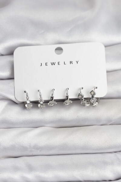 Inure Jewelry طقم أقراط نسائية من النحاس الفضي على شكل نجمة