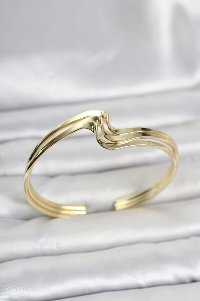 Inure Jewelry Zigzag Model Gold Color Brass Women's Bracelet