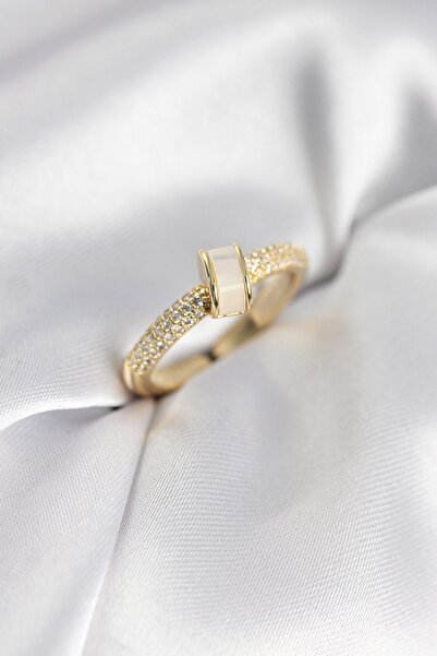 Inure Jewelry خاتم نسائي من حجر الزركون بلون ذهبي لؤلؤي