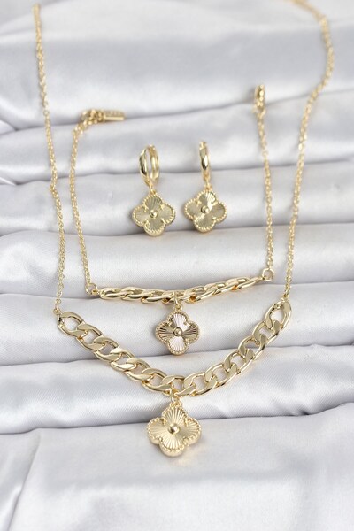 Inure Jewelry طقم أساور وأقراط من النحاس باللون الذهبي