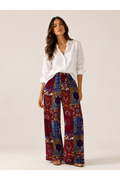 Levine Desenli Viskon Palazzo Pantolon Premium Summer Fit