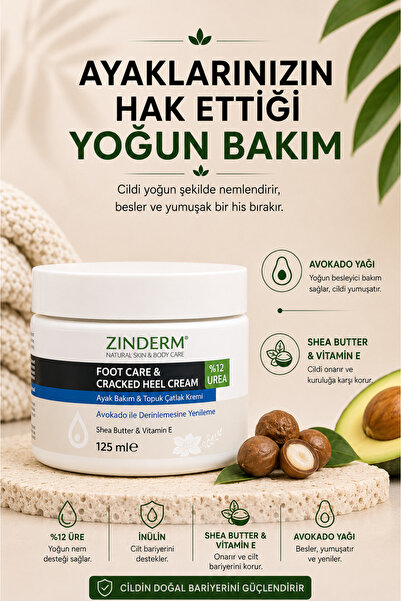 zinderm Foot and Heel Crack Cream 125ml |   Foot Care Cream |   Heel Cream |   Intensive Moisturizing, Softening Heel Crack Cream 125ml