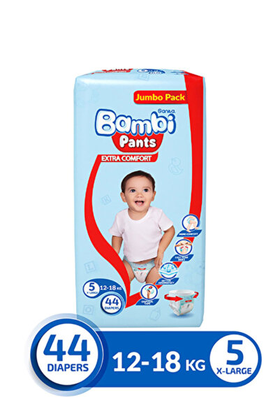 Sanita Bambi بنطلون، مقاس 5، XL، عبوة جامبو، 44 حفاضة