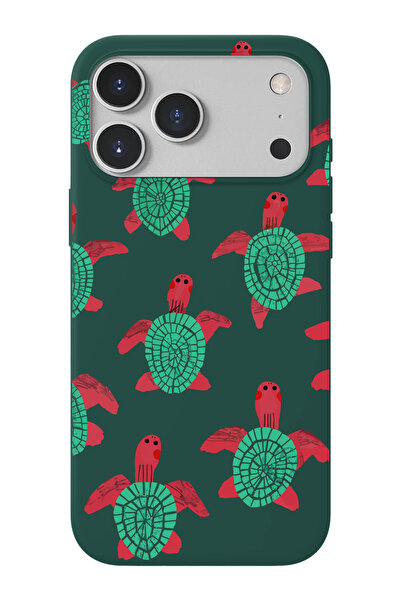 shoptocase iPhone 17 Pro Max Uyumlu Deniz Kaplumbağası Desenli İçi Süet Lansm...