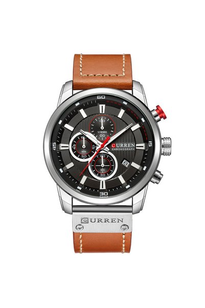 Choice7 ساعة كورين الفضية السوداء CURREN 8291 للرجال كوارتز كرونوغراف كاجوال ...