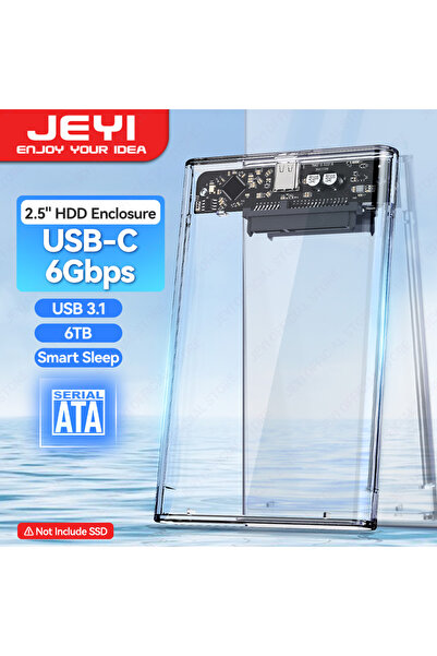 JEYI علبة قرص صلب خارجي بحجم 2.5 بوصة مزودة بمنفذ USB-C ومحول USB 3.1 بسرعة 6...