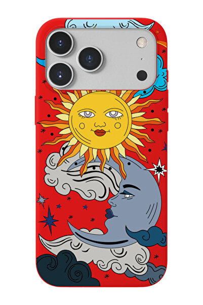 shoptocase iPhone 17 Pro Max/18 Pro Max Uyumlu Güneş Ay Desenli İçi Süet Lans...