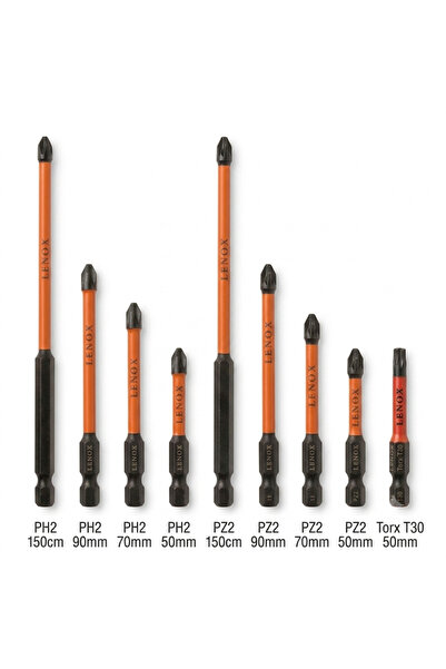 Lenox Tools Bits Uç Profesyonel Magnetik Bits Uç Seti – PH2, PZ2 ve Torx T30 ...