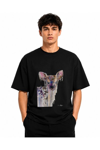 Inscriptie Tricou Unisex Bumbac Premium Casual " Desen caprioara "