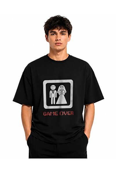 Inscriptie Tricou Unisex Bumbac Premium Casual " Game over "