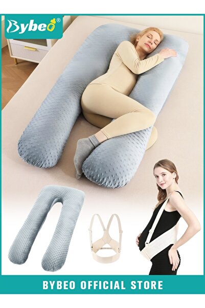 BYBEO Pregnancy Pillow + Maternity Belly Belt Set, Maternity Pillows with Rem...