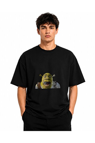 Inscriptie Unisex Premium Cotton Casual T-Shirt "Shrek scared"