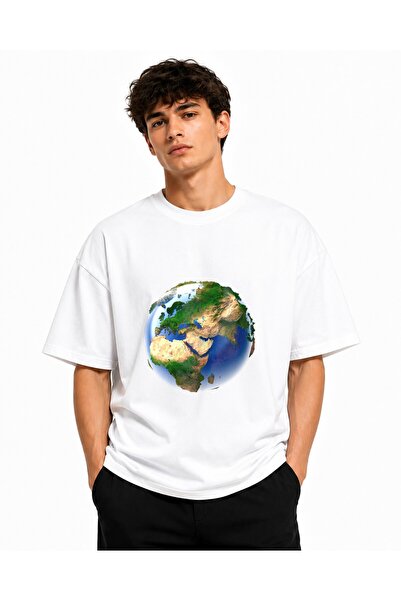 Inscriptie Tricou Unisex Bumbac Premium Casual " World physical map 3d "