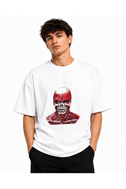 Inscriptie Tricou Unisex Bumbac Premium Casual " Craniu groaza "