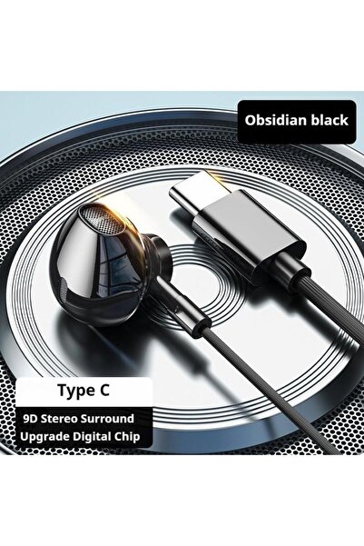 Choice سماعات رأس سلكية من نوع Type-C سوداء اللون من NEWMSNR، مزودة بتقنية ال...