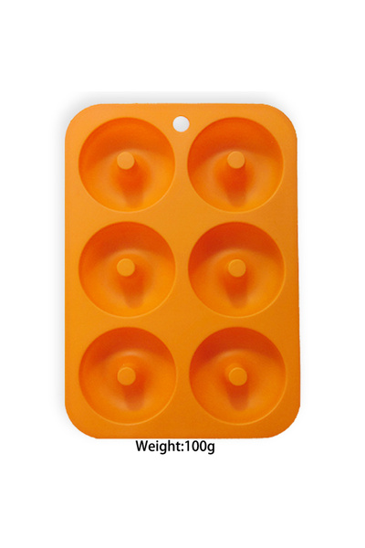 Choice Orange Heat Resistant Silicone Donut Mold for 6 Doughnuts Food Grade S...
