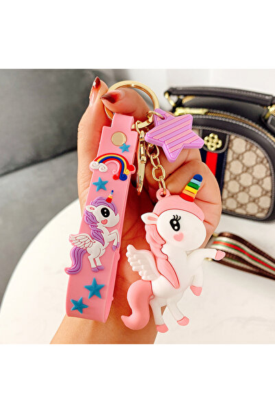 Choice Pink Creative Cute Little Rainbow Cartoon Unicorn Key Chain for Men an...