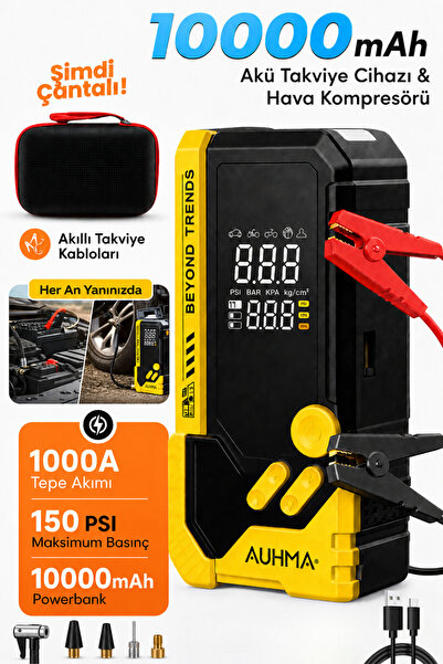 auhma Akü Takviye Cihazı ojinal Powerbank Özellikli Çantalı Akü Takviyeli Oto...