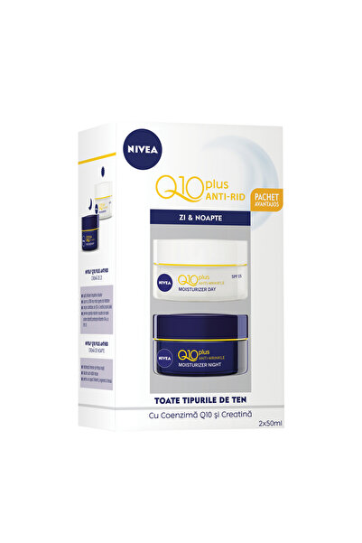 NIVEA Set antirid Q10 Plus: Cremă de zi SPF 15 50 ml + Cremă de noapte 50 ml