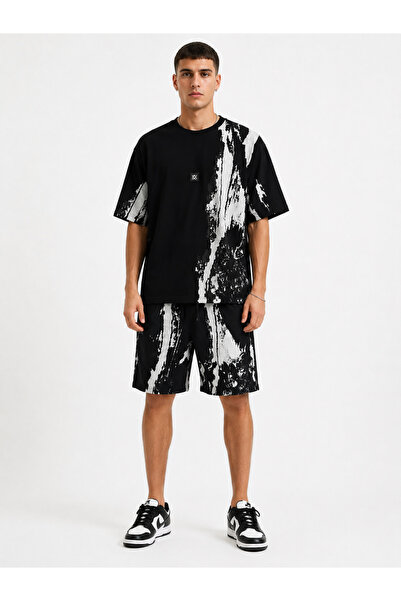 HZR wear Men's 2-Piece Set Printed Shorts T-Shirt Set Oversize 30/2 Made from...