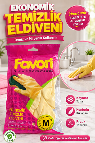 viyolmarketim Temizlik Eldiveni Bulaşık Eldiveni Orta Boy