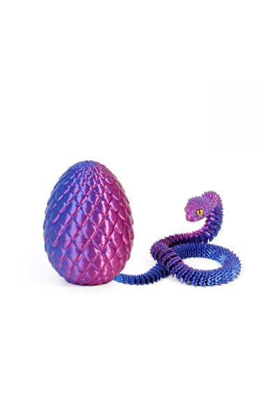 Choice Red Blu 3D Printed Snake with Egg Mobility Simulate Snake Ornament Des...