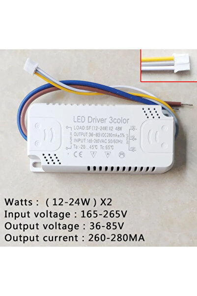Choice (12-24W)X2 48W LED Driver 3 Color Adapter For LED Lighting AC220V Non-...