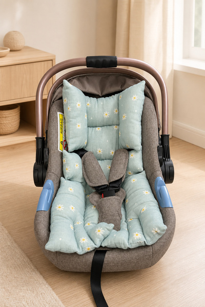 Ponchik 100% Cotton Double Layer Muslin Bead Silicone Filled Baby Stroller Cu...