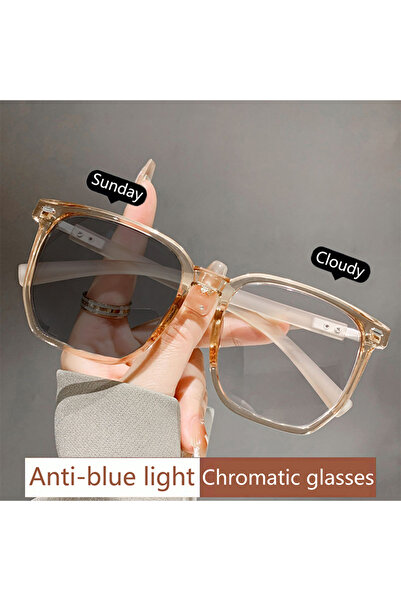 Choice63 -50 Champagne Photosensitive Color-changing Anti-blue-light Polygona...