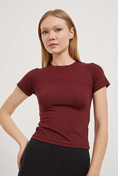 Arma Life Tricou scurt pentru damă, cu decolteu, Basic Soft Claret Red