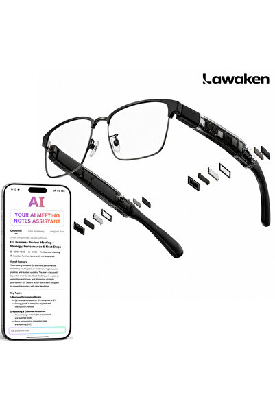 Lawaken AI Faith Classic Smart Glasses Mogan Edition, Dual speakers, Waterpro...