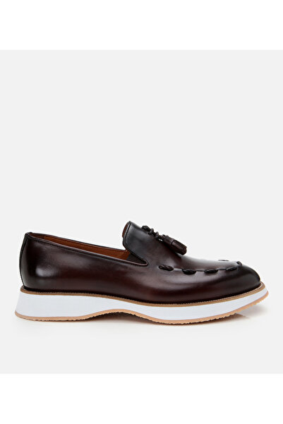 Hotiç Erkek Deri Kahverengi Püskül Detaylı Klasik Loafer